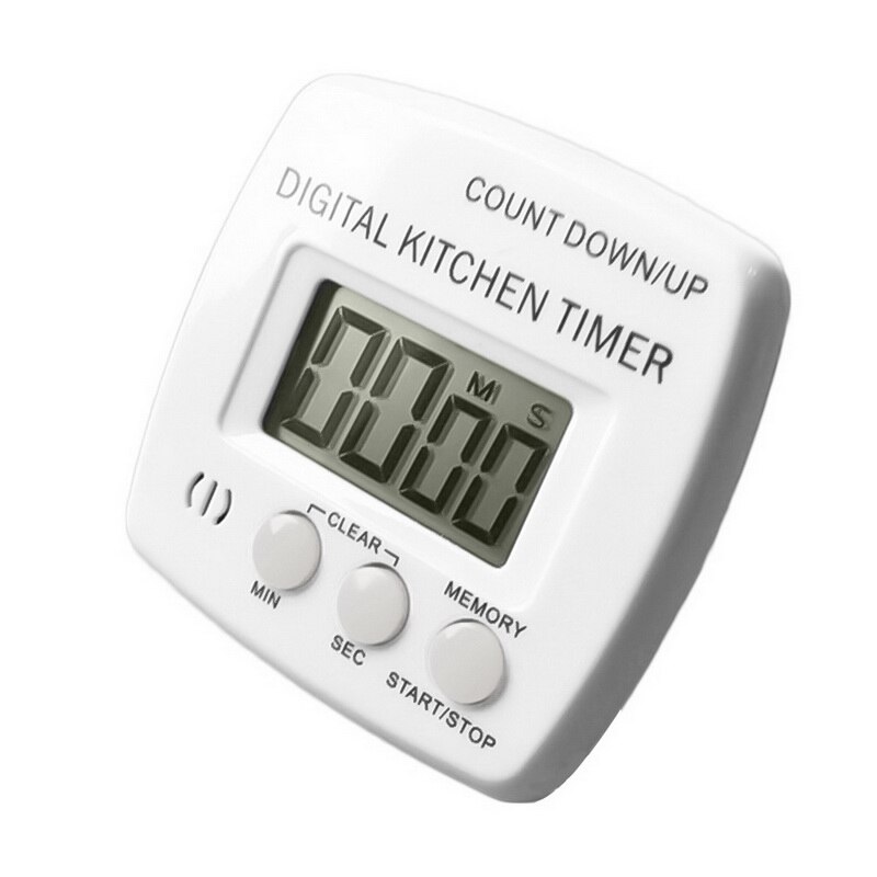 Mini LCD Digital Display Kitchen Timer Square Kitchen Countdown Alarm Clock With Magnet Sleep Timer Clock: white