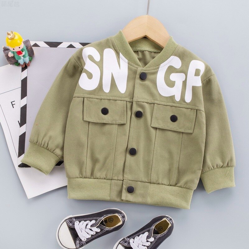 Jungen Baseball-Shirt strickjacke jungen frühling kleid einreihige Geschmack knapp lange-ärmeln jacke mit ein lässig: Grün / 6-12M
