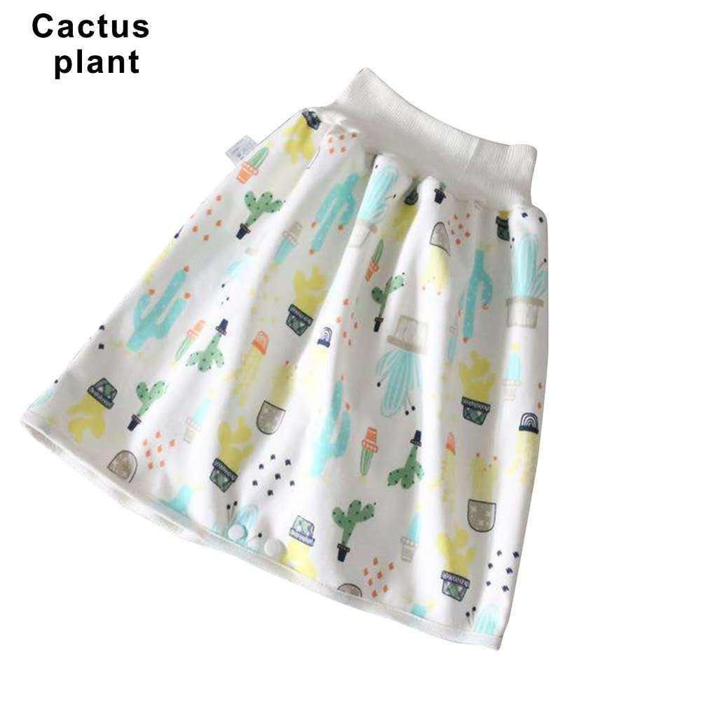 2 in 1 Comfy Children's Adult Diaper Skirt Shorts Baby Waterproof Diaper Skirt Pants Training Pants Kids Cover Underwear: Cactus Plant / M