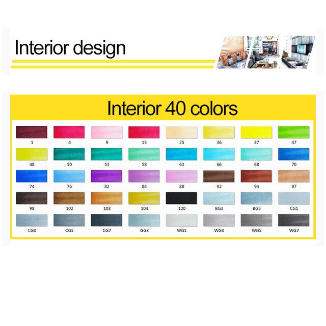 Conjunto de marcadores TouchFive de 30/40/60/80 colores, marcadores de dibujo de doble cabeza, tinta a base de Alcohol aceitoso, materiales de arte para dibujar: 40 interior design