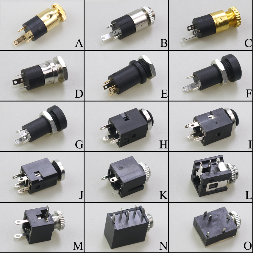 PJ-serie 3,5 mm stereo vrouwelijke aansluiting met schroef 3,5 audio hoofdtelefoonaansluiting 3P verticale dubbelkanaalsconnector 392 399 3640