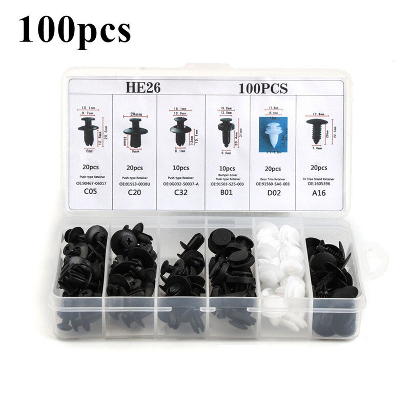 100Pcs Universal Gemengde Auto Fastener Clip Auto Body Push Retainer Pin Klinknagel Bumper Portierbekleding Retainer Fastener Kit