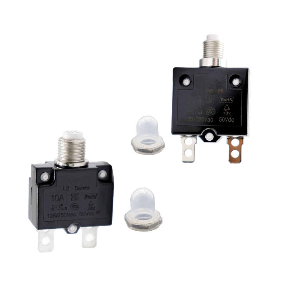 2X 30A/10A Circuit Breaker Overload Protector Switch + Clear Waterproof Cap