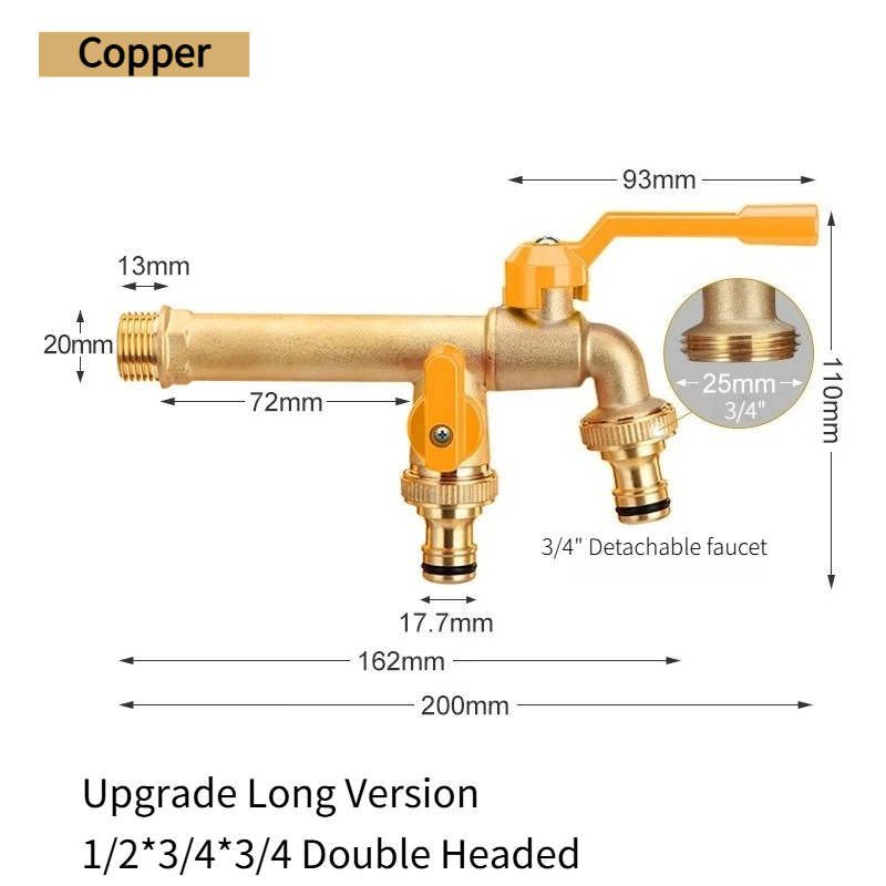 Outils de jardin robinet d'eau en laiton 1/2 "extérieur et intérieur utilisé levier marche/arrêt facile poignée robinets d'alimentation d'arrosage robinet à tournant sphérique: Marron
