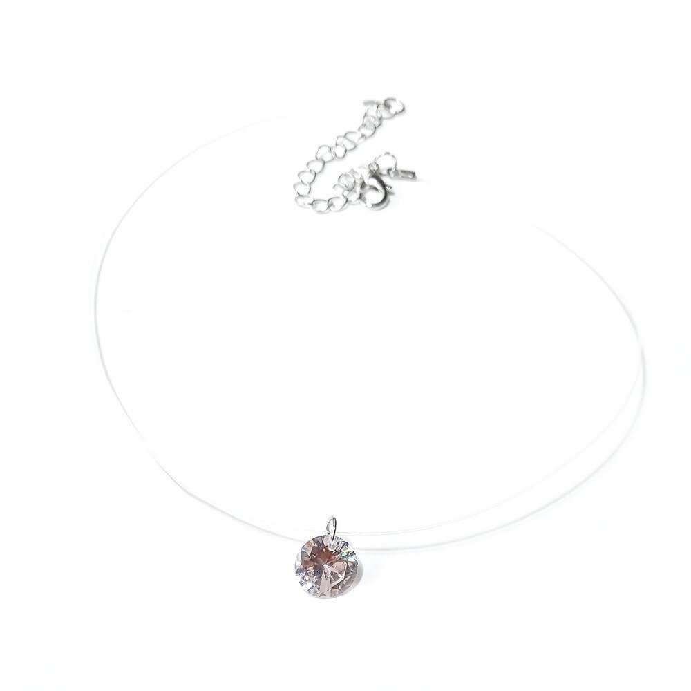 cristal Transparent ligne de pêche collier Chocker collier Invisible chaîne ras du cou colliers en ligne cou meilleur: Default Title