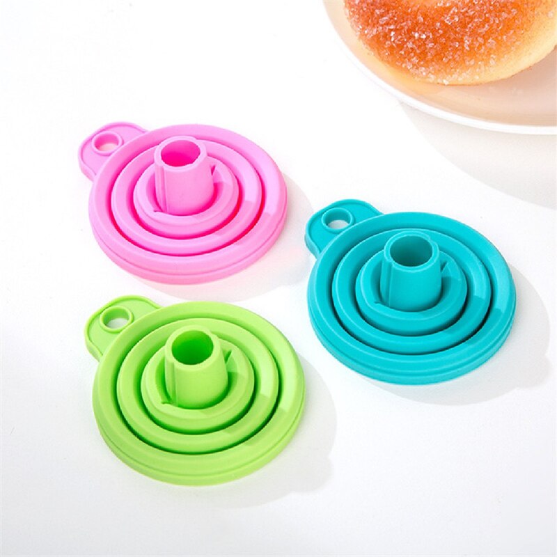 1pc mini køkken tilbehør gadgets nyttige sammenklappelige stil tragt tragt beskyttende silikone gel sammenfoldelige køkken køkkenredskaber