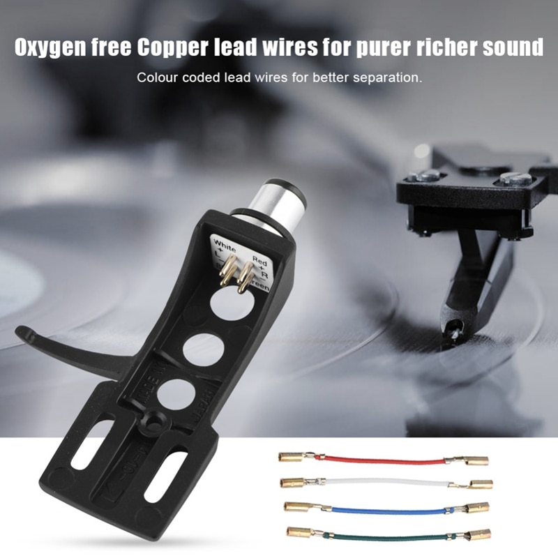 Black Turntable Headshell For Technics For Other Turntables 4 Pin Contacts Fit Phono Turntables Headshell