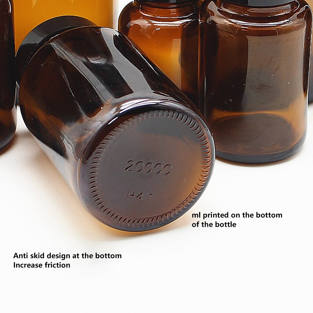 Dark Brown Wide Mouth Glass Bottle Lightproof Health Products Separate Bottling With Black Cap Glass StorageContainers Tool