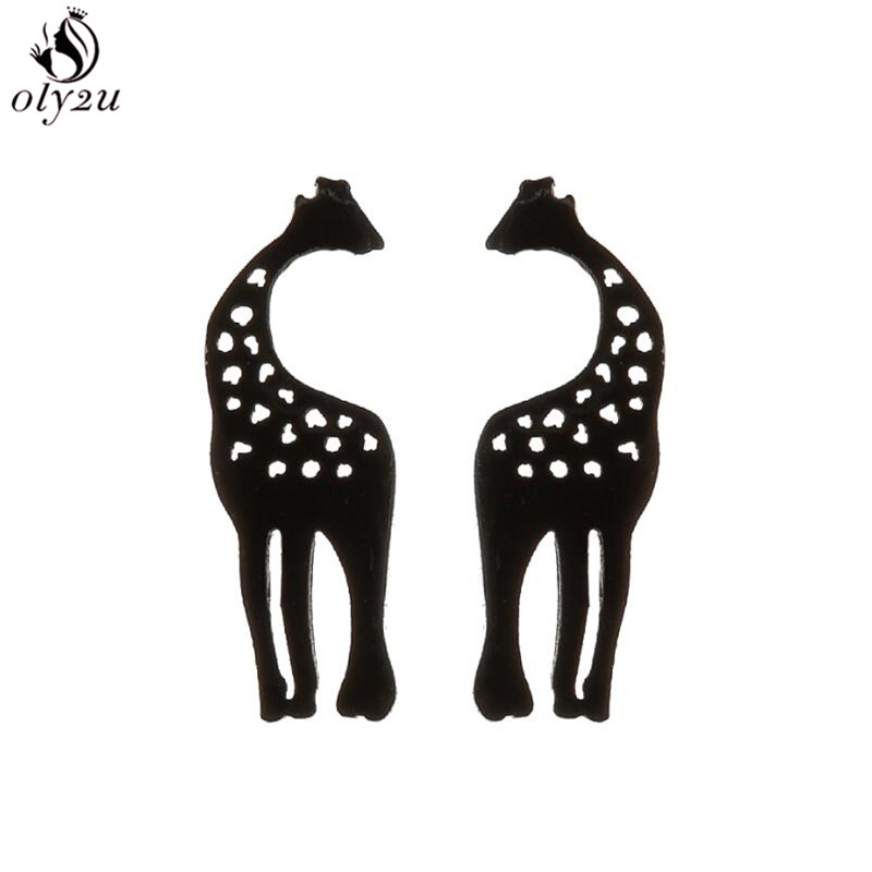 Pendientes pequeños de jirafa de acero inoxidable, bonitos tachuelas de animales con globos para mujeres y niñas, joyería de , para Piercing en la oreja de cumpleaños para hombres: COLOR ORO ROSADO