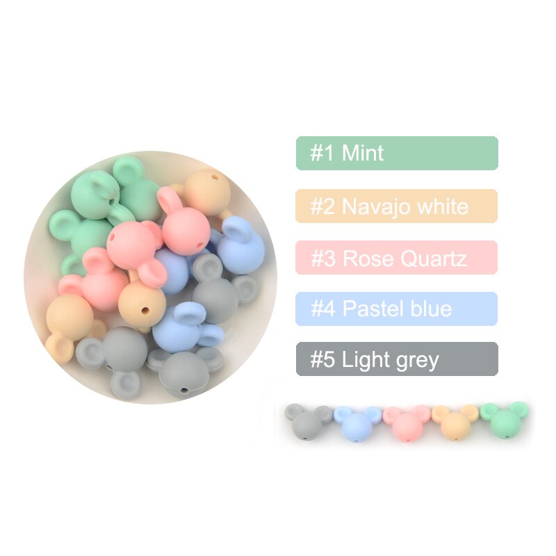 Anneau de Dentition en Silicone, Perles Souris, pour Bébé, Alimentaire, Coloré, Collier à Mâcher, Bracelet, Fabrication de Bijoux, 10 Pièces