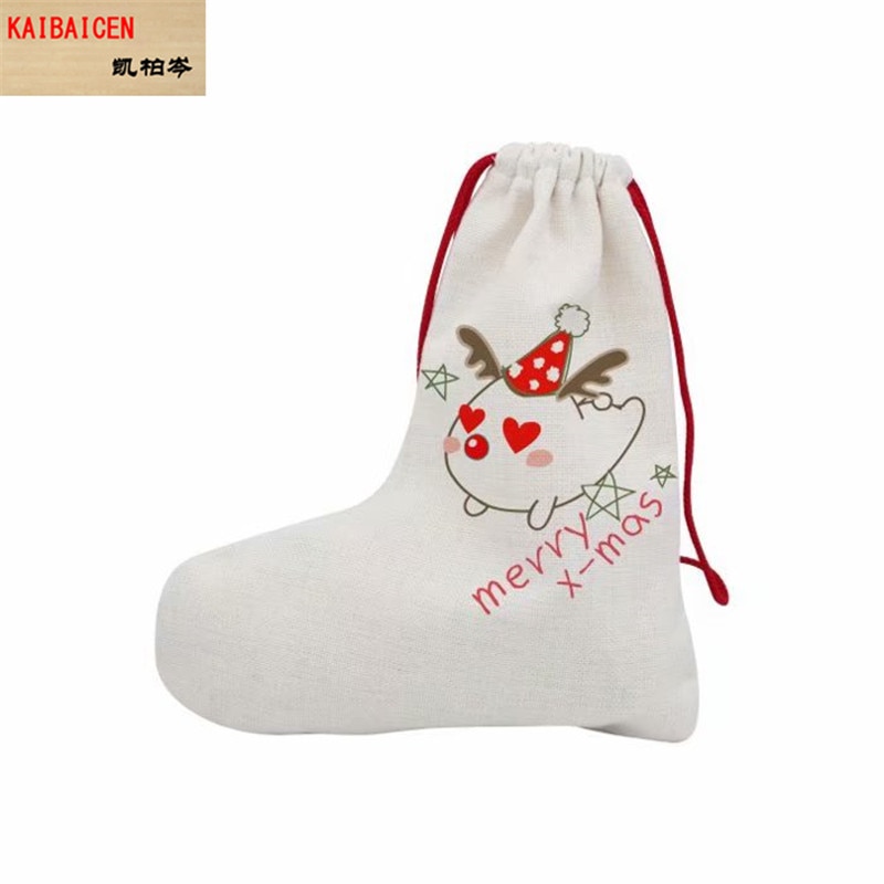 10pcs/lot Blank Sublimation linen christmas socks Bag For Sublimation INK Print DIY Heat Press Transfer 18*38CM