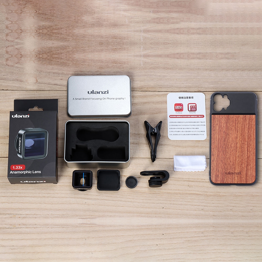 Ulanzi funda de teléfono de madera para iPhone 11, iPhone 11 pro, iPhone 11 pro Max con lente anamórfica lente Macro