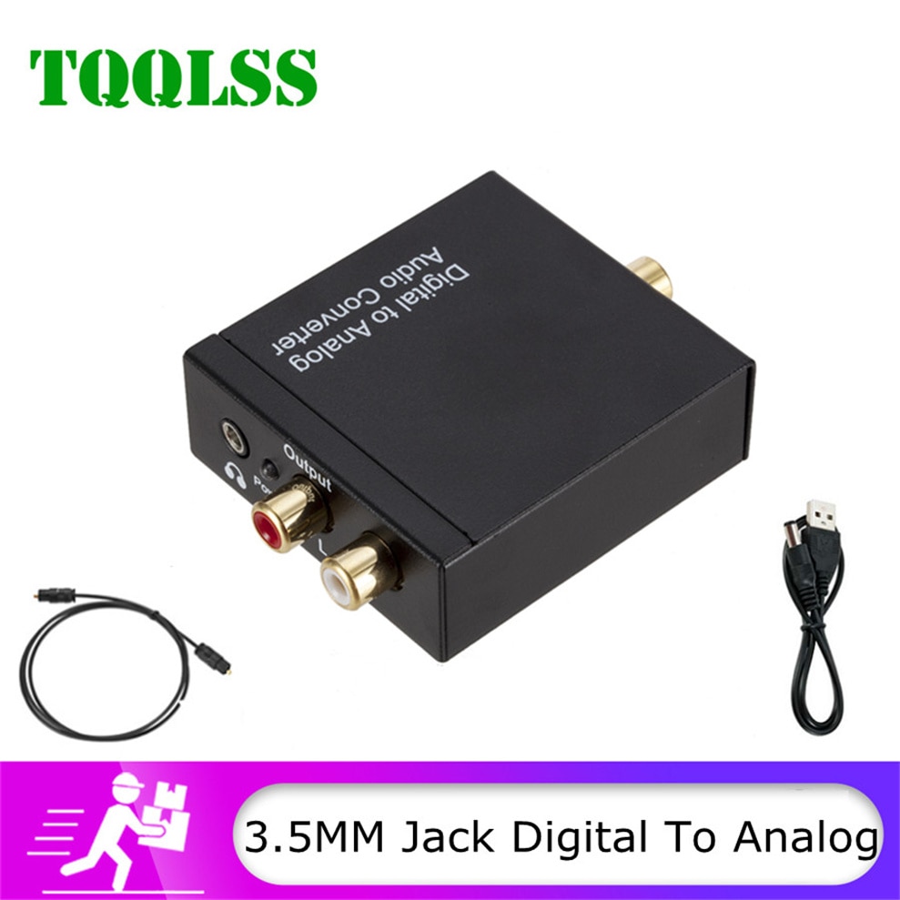 Digital to Analog Audio Converter 3.5mm Optical Fiber Toslink Coaxial Signal to RCA R/L Audio Decoder SPDIF ATV DAC Amplifier