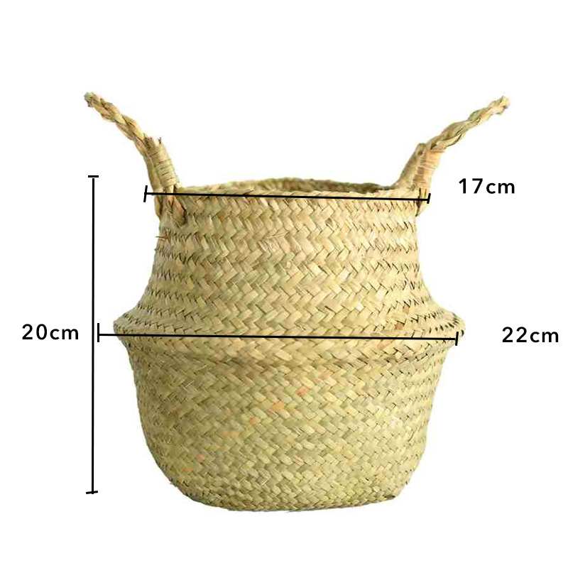 Folding Handmade Storage Basket Decorative Rattan Plant Flower Pot Woven Wicker Belly Laundry Basket Home Decor: 4