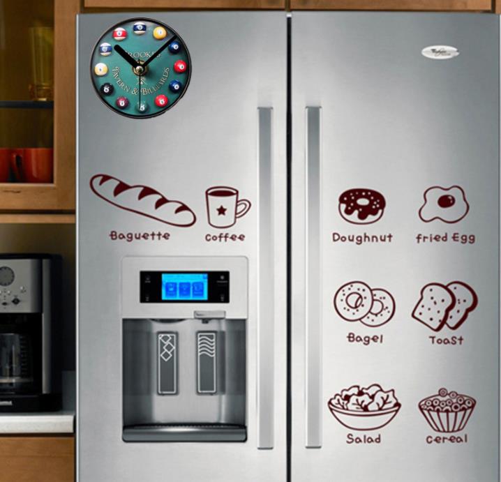 Europejski retro bilard Snooker magnes na lodówkę zegar ścienny zegarek moda kreatywny bilard lodówka zegar