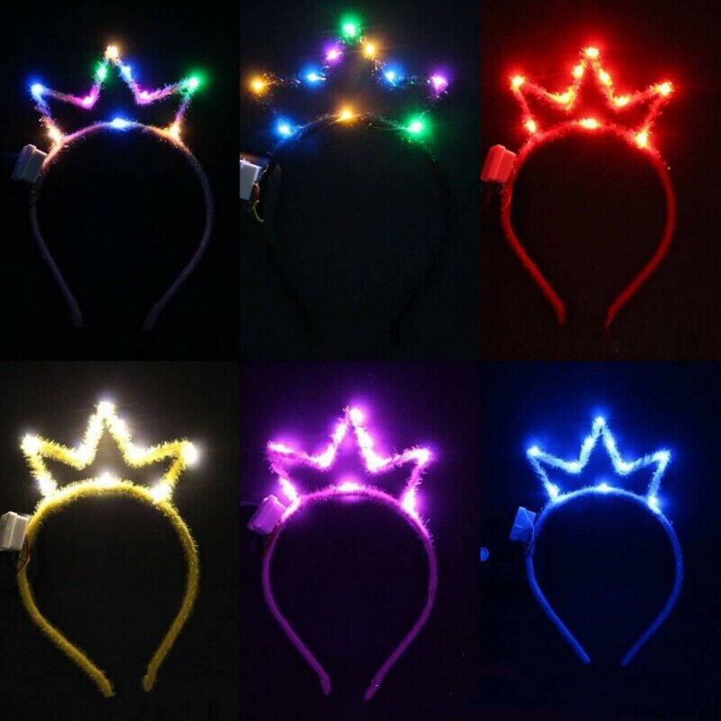 LED Glow Light Tiara Crown Head wear Royal Princess Headband Flashing Hair Accessories For Child Adult Birthday Party navidad