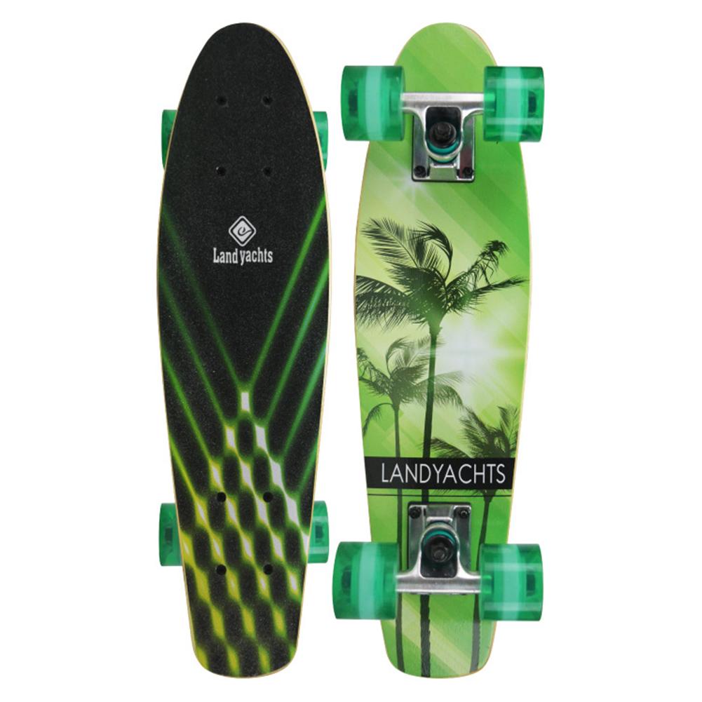 22 tommer ahorn skateboard dæk skateboard lang bord dæk penny board med 4 hjul 7 lag pennyboards til børn begyndere: Grøn