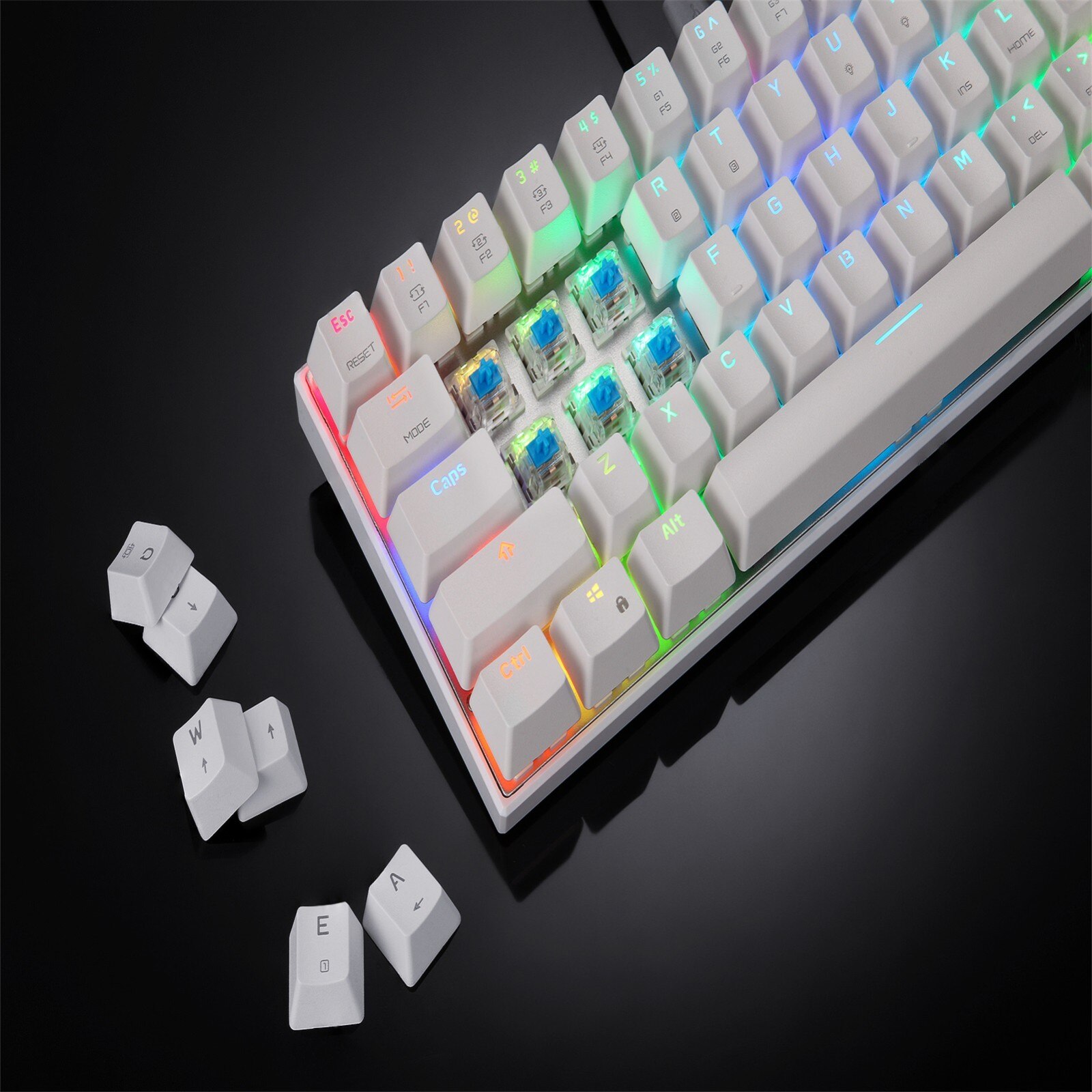 CK62 Bluetooth bezprzewodowy podwójny Mode61 klawisze podświetlenie LED RGB klawiatura mechaniczna klawiatury do gier na Tablet pulpit mechaniczny