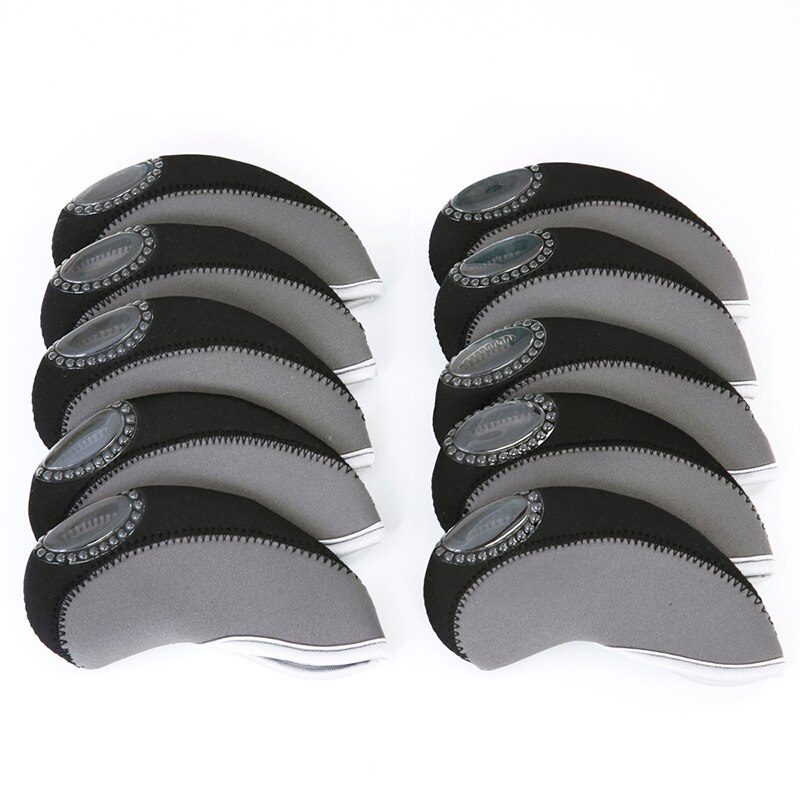 10 Stuks Zwart Neopreen Golf Club Head Cover Wedge Iron Beschermende Headcovers Ons: grey