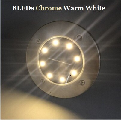LED solaire lumière de pelouse lampe extérieure colorée 8LED s enterré éclairage souterrain étanche jardin/paysage/patio/rue/canal: 8LEDs Chrome White