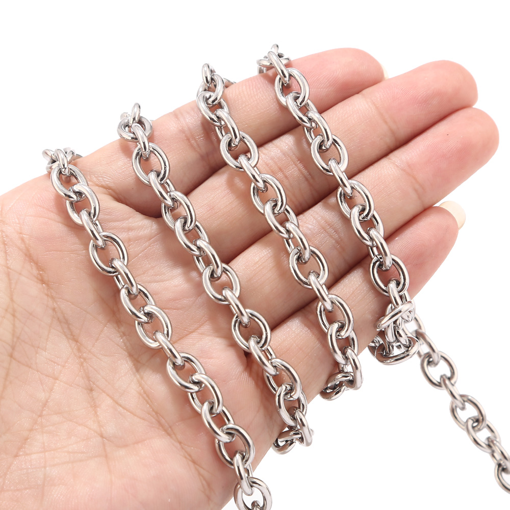 4Mm Breedte Rvs Kabel Chain Link In Bulk Voor Ketting Sieraden Accessoires Diy Maken: Zilver