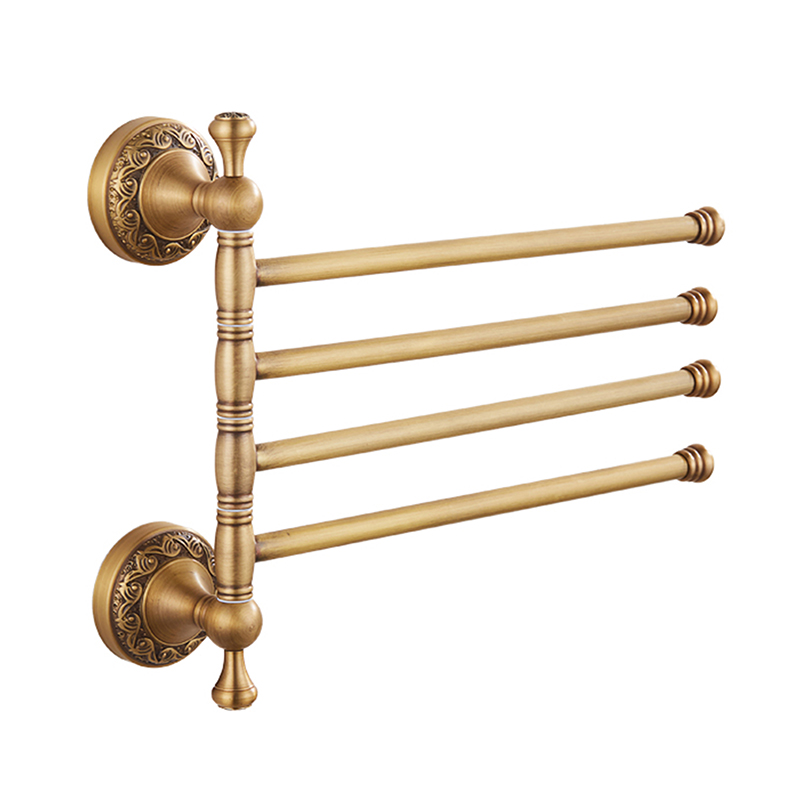 Antique Brass Movable Towel Bar for Bathroom, Kitchen Bath Towel Holder Hangers Wall Mount Heavy Duty 8024DH-4: Yellow