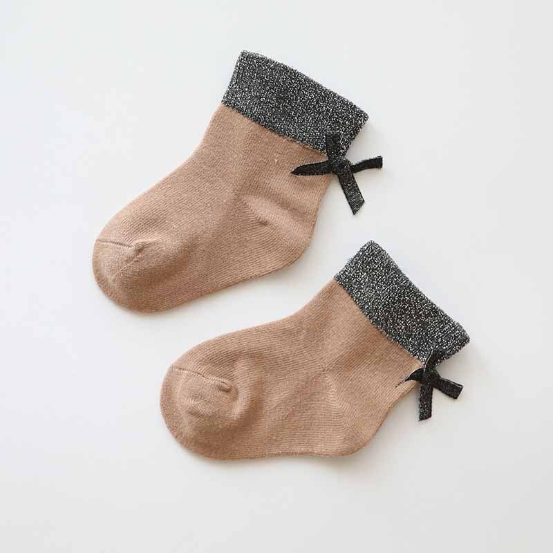 Cute Bow Glitter Newborn Socks Soft Cotton Baby Girl Boy Socks skarpetki Winter Warm Born Baby Socks meia infantil: 0-1Y  style 2