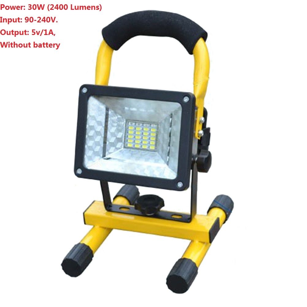 Rechargeable Led Floodlight Waterproof IP65 Camping Lamp Outdoor Spotlight Floodlight Camping Light With Plug 5Lighting Modes: 30W No battery