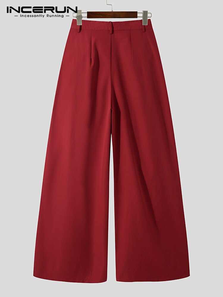 INCERUN 2021 nuovi uomini moda casuale Pantalons solido tutto-fiammifero semplice maschio gonfio pantaloni a vita alta goccia cavallo pantaloni lunghi S-5XL