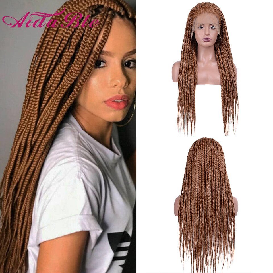 Lace Frontal Cornrow Wig Synthetic Wigs Lace Front Braided Wigs Hand Braided Box Braid Lace Wigs With Baby Hair For Women