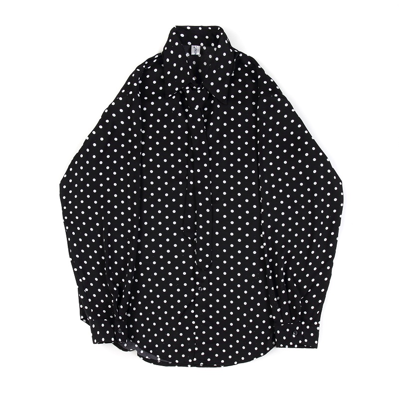 Men Autumn Long Sleeve Tie Ribbon Polka Dot Print Loose Casual Shirt Male Women Streetwear Hip Hop Vintage Dress Shirts