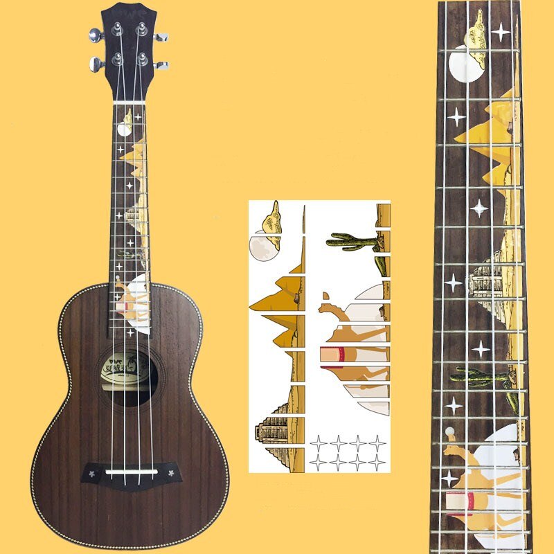 Pegatinas de Ukelele DIY, calcomanías con incrustaciones bonitas, pegatina de diapasón para Ukelele, accesorios: D