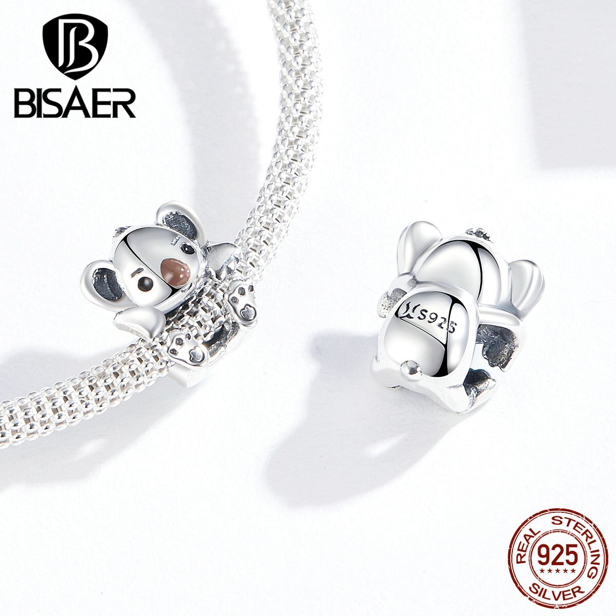 Animal Charms BISAER 925 Sterling Silver Baby Koala Beads Charms fit Charm Bracelets Silver 925 Jewelry Making ECC1304