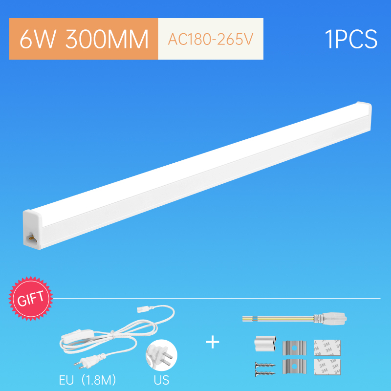 Tira de luces Led de tubo de 220V con Cable, accesorio de luces para el hogar, dormitorio, cocina, armario, iluminación, lámpara interior, tubo de 110V: Blanco / Amarillo limón / 4 ud