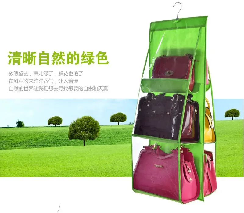 Handtaschen-Organizer zum Aufhängen, Geldbörsen-Organizer für Schrank-Organizer, Taschenaufbewahrung, Kleiderbügel, Oxford-Stoff, Schranktaschen-Organizer: green