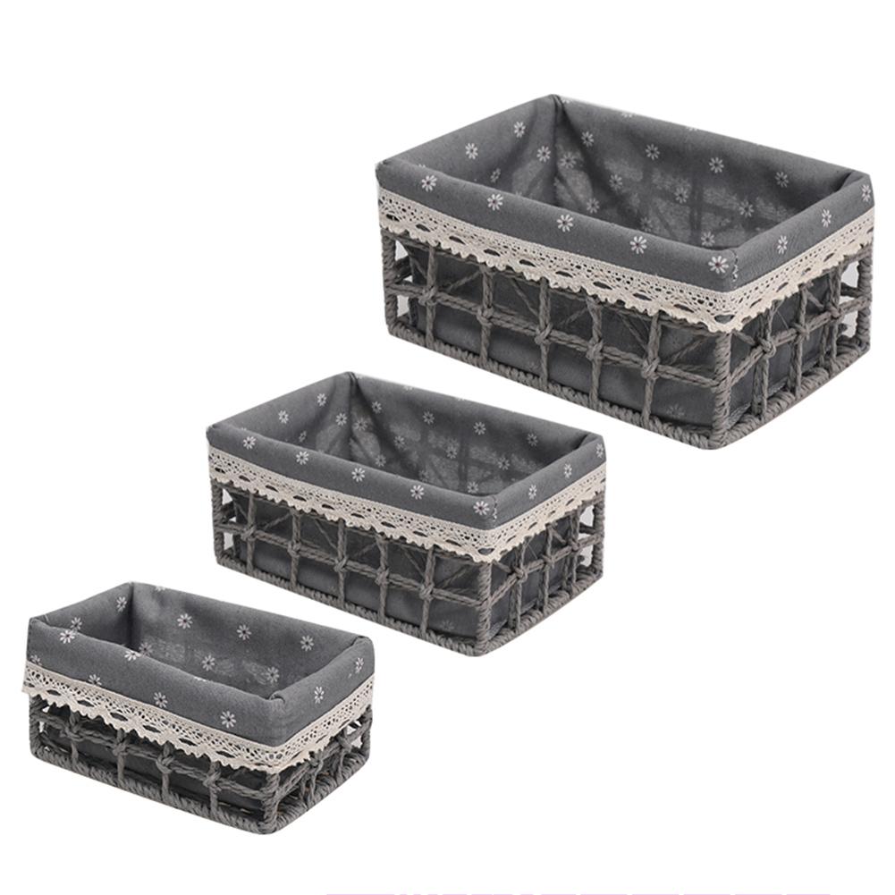 3 uds. Cesta de almacenamiento de mimbre cesta de almacenamiento a prueba de polvo diversos organizador de Juguetes Para el cuarto de baño cestas de organizador hechas a mano