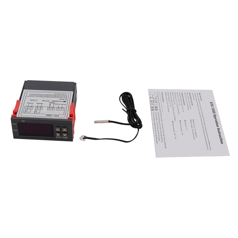 Controlador de temperatura Digital STC-1000, termostato y calentador con Sensor NTC de 110-220V/CA/w, Control de enfriador, Cervecería eléctrica