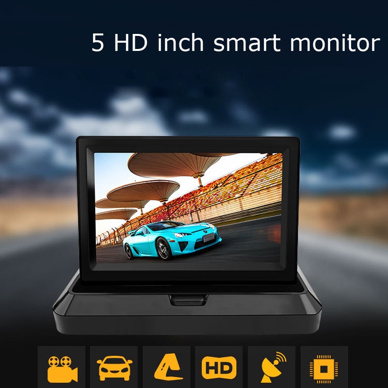 5/4.3 Inch Opvouwbare Hd Auto Achteruitrijcamera Monitor Reserveren Digitale Lcd Tft Scherm Voertuig Achteruitkijkspiegel 2 Video-ingang