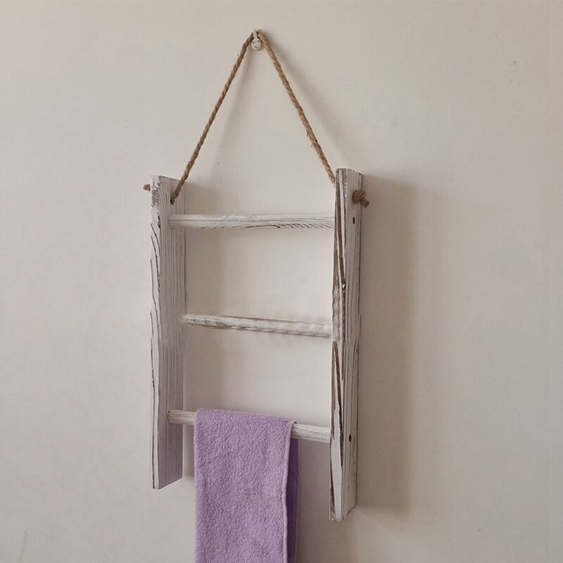 Colgante de pared con cuerda para decoración del hogar, toallero de madera Retro Para dormitorio, baño, cocina, sala de estar, escalera de almacenamiento