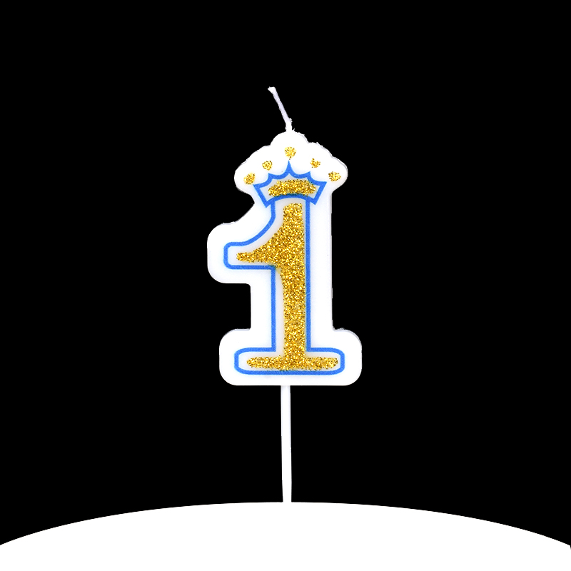 Cakelove 1Pcs Shinning Gold Pink/Blue Happy Birthday Number Candles 0-9 for Kids Adult Girls Birthday Party Crown Candles Cake: blue 1