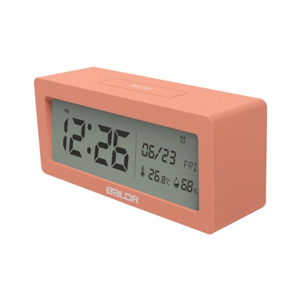 LCD Battery Powered Large Screen Display Digital Alarm Clock Battery Included(White): Pink