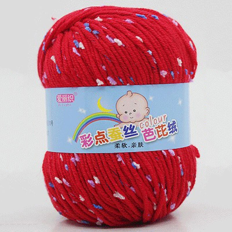 Fil de coton au lait pour bébé, fil de cachemire pour tricot à la main, fil de laine peigné au Crochet coloré, couture: Rouge