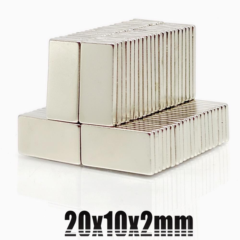 5/10//20/50Pcs 20X10X2 Neodymium Magneet 20 Mm X 10 Mm X 2 N35 Ndfeb Blok Super Krachtige Sterke Permanente Magneet