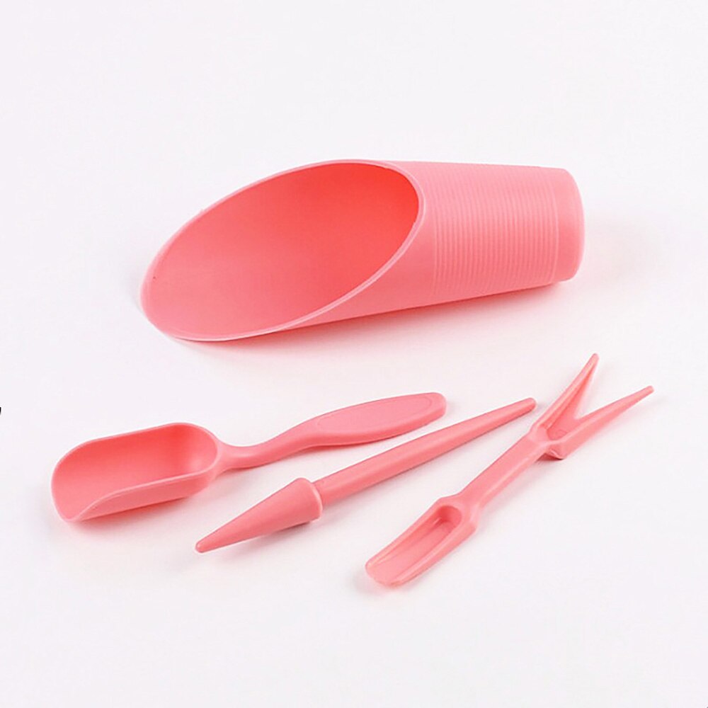 1set Multi-function Mini Gardening Hand Tools Set Succulent Plants Watering Bottles Miniature Garden Plants Bucket Shovel Tools: Pink