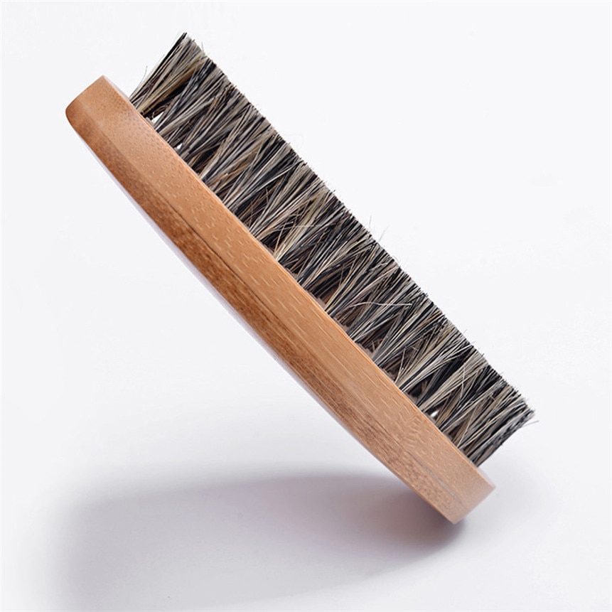 Jabalí Natural cepillo barba cerdas barba acabado funciona peine barbas y bigote para hombres bambú cara masaje barba cepillo