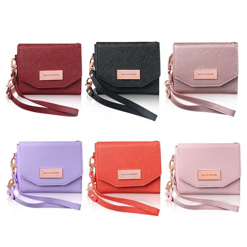 Vietao-Funda tipo billetera de cuero para Samsung Galaxy Z Flip 4, 3, Z4, Z3, funda para teléfono z flip 5 con correa de mano, funda z flip 6