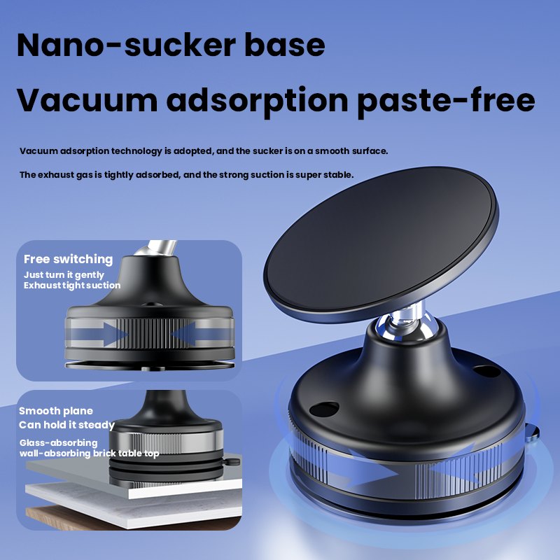 Ventouse sous vide pour support de téléphone de voiture, rotation à 2025 °, support de smartphone magnétique N52, support de bain pour iPhone 16, 15, 14, , 360