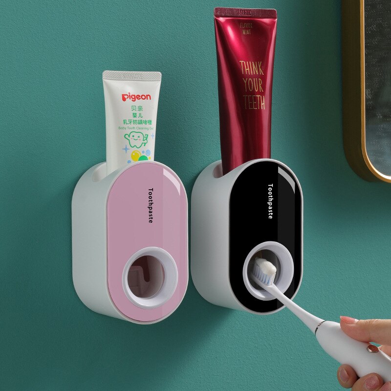 Oneup vægmonteret automatisk tandpastaeklemme til tandbørstepresser rengøringssæt til husholdningsartikler