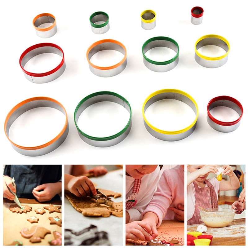 12 Pack Round Cookie Cutter Set Mousse Rings Biscuit Moulds Cookie Molds Biscuit Cutters Stainless Steel Material Gadget