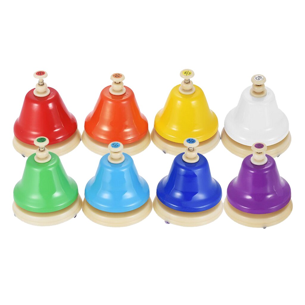 8x ensemble de cloches à main, 8 Notes colorées cloches d&#39;apprentissage Musical Percussion